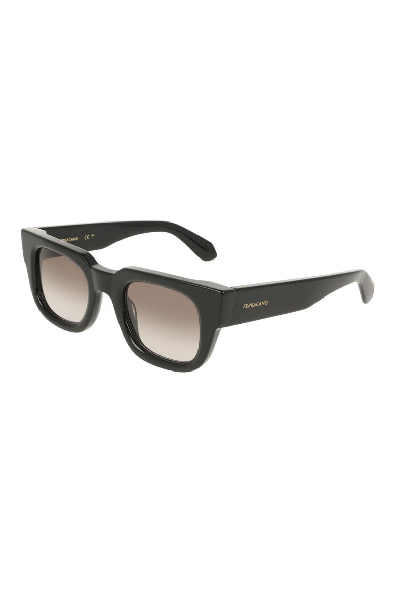 49mm Small Rectangle Sunglasses, Alternate, color, BLACK