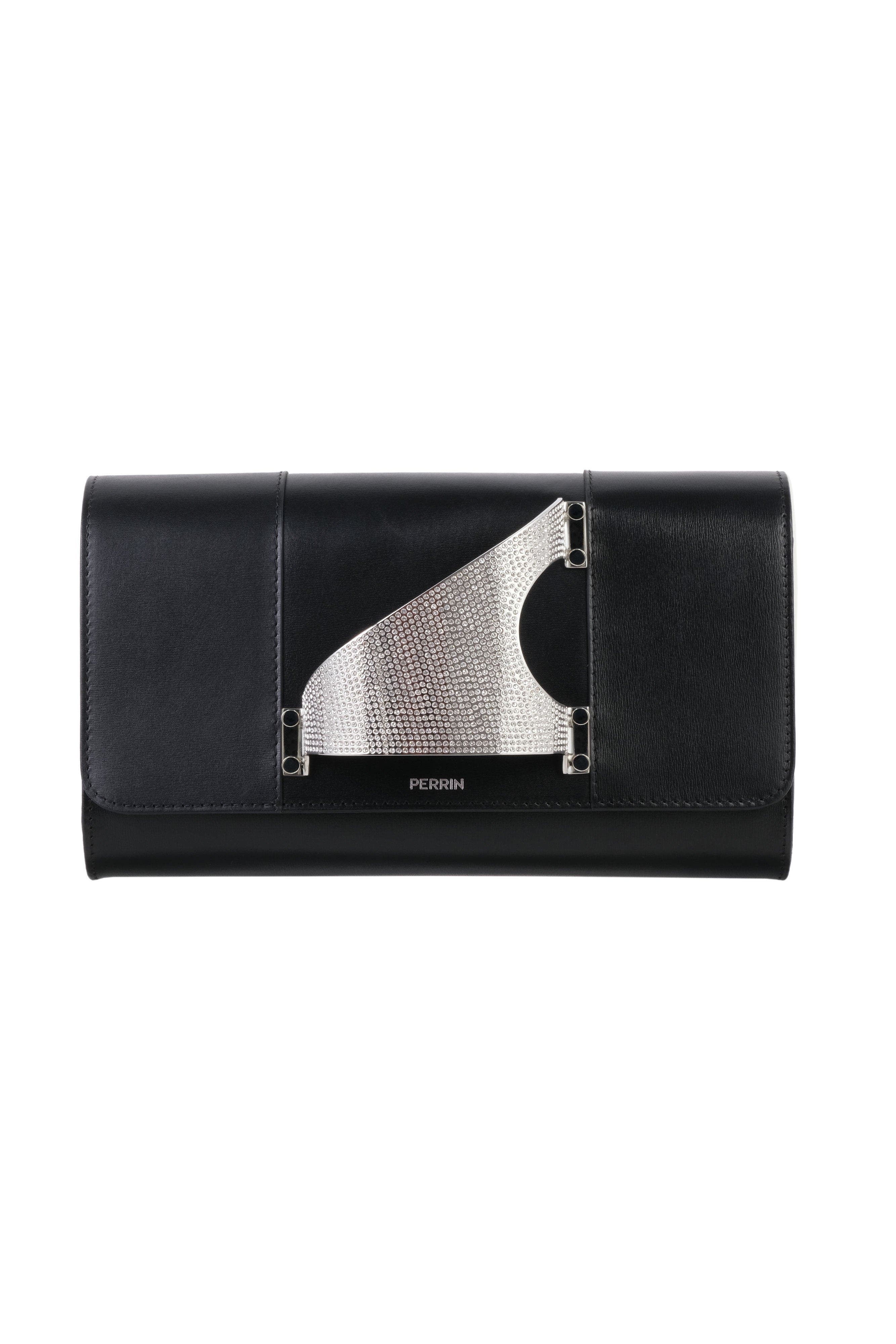 PERRIN PARIS L'Eiffel Strass Clutch, Main, color, Black W/ Clear Strass
