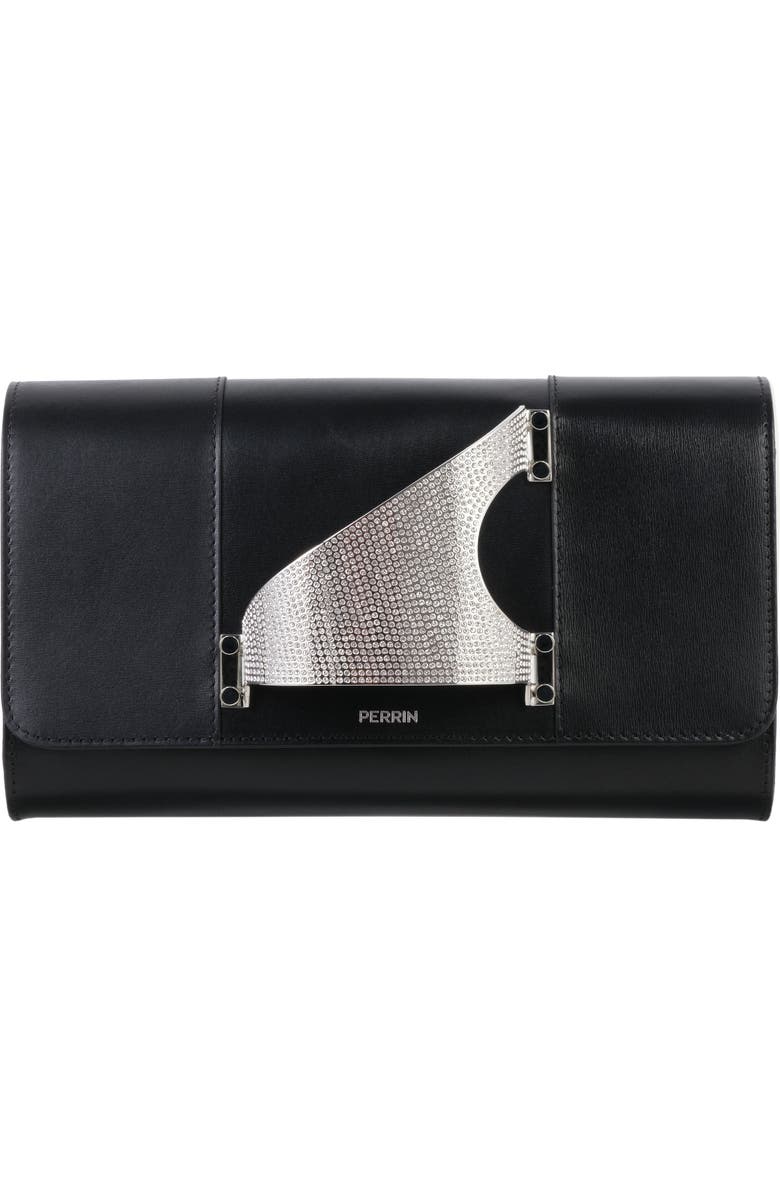 PERRIN PARIS L'Eiffel Strass Clutch, Main, color, Black W/ Clear Strass