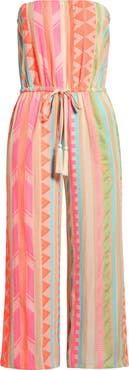 Elan Embroidered Strapless Cover-Up Jumpsuit