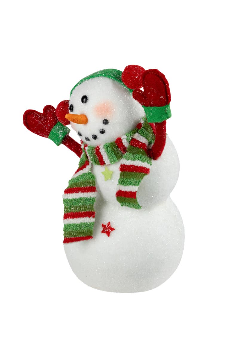 Northlight Waving Snowman with Earmuffs Glitter Christmas Figurine - 10", Alternate, color, 