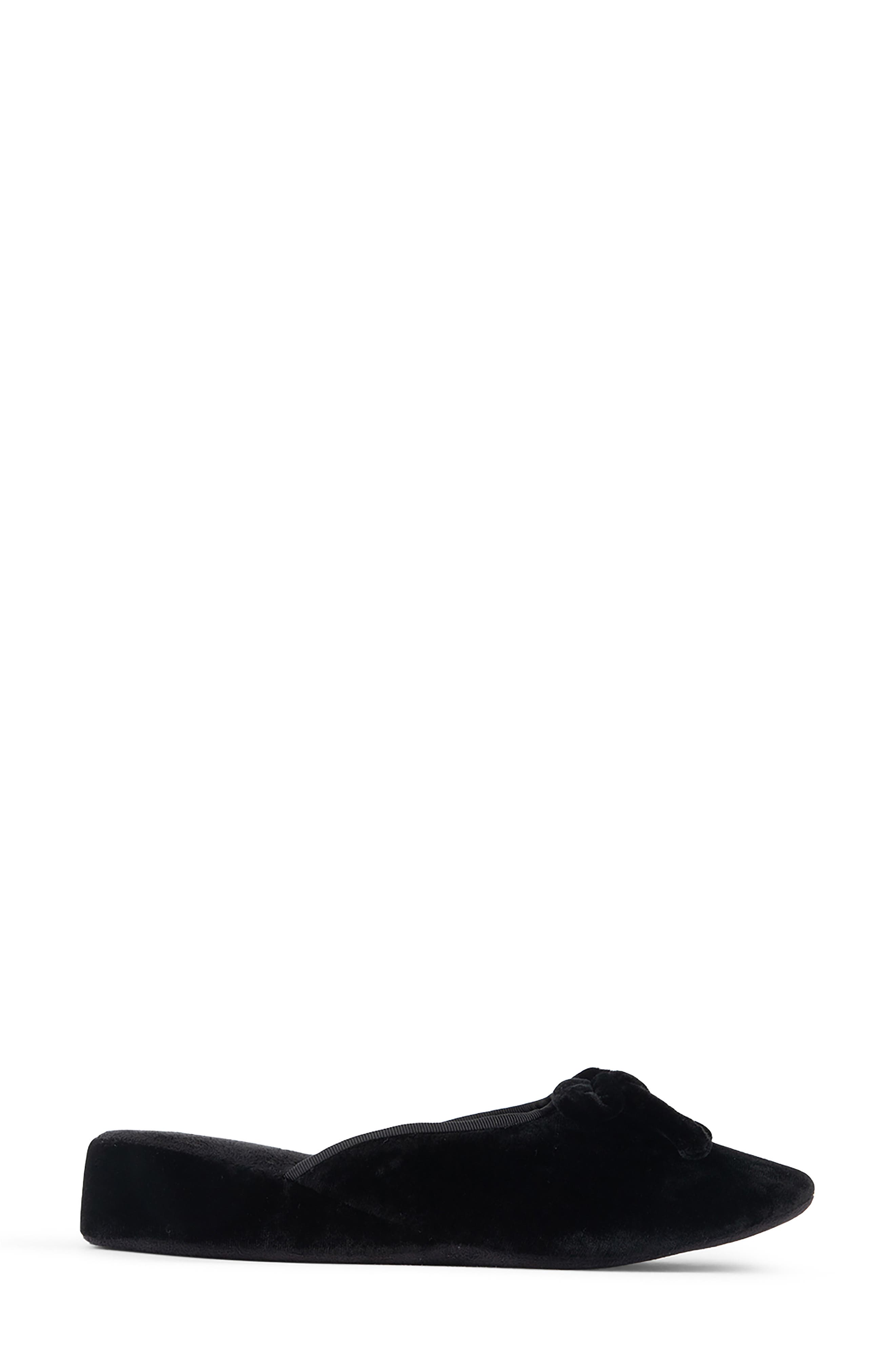 patricia green Velvet Bow Wedge Slipper, Alternate, color, Black