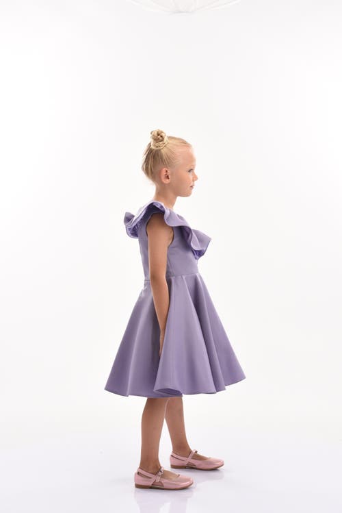 Tulleen Off-shoulder Ruffled Dress In Purple