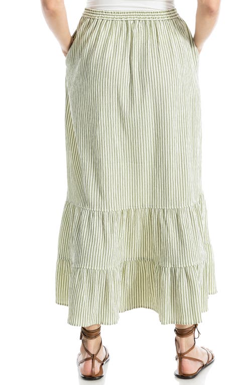Max Studio Stripe Seersucker Maxi Skirt In Green/crm Mini Stripe