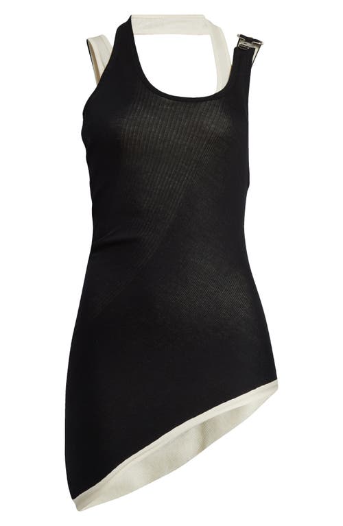 Shop Jean Paul Gaultier Twisted Double Layer Rib Tank In Black/ecru