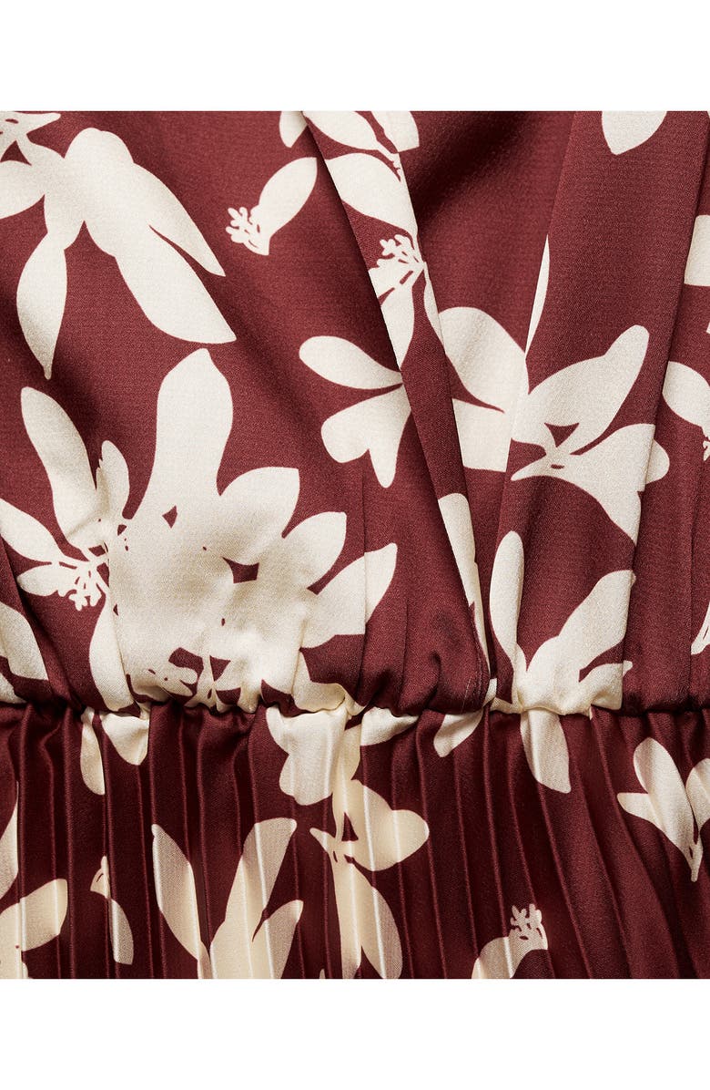 MANGO Floral Print Pleated Long Sleeve Midi Dress, Alternate, color,