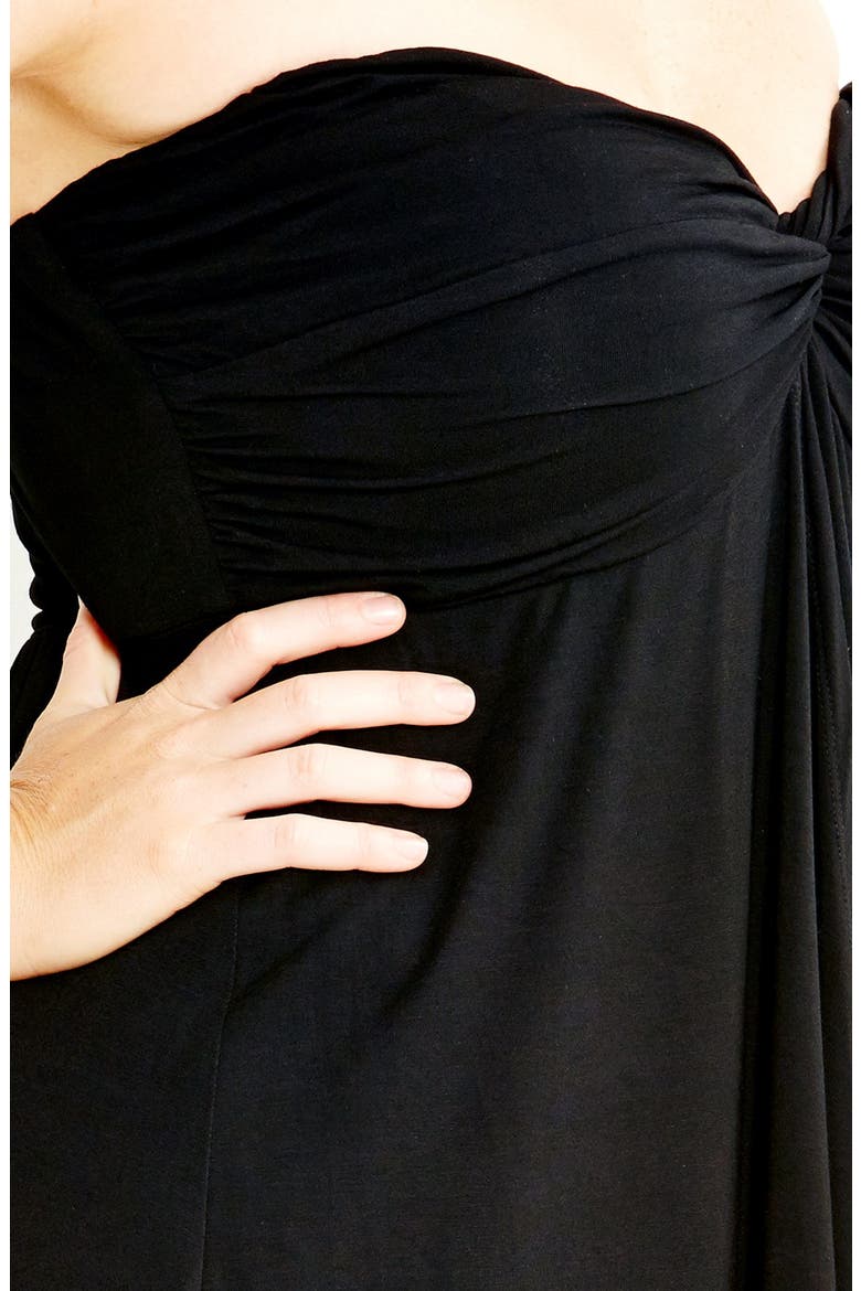 'Santorini' Twist Front Strapless Maxi Dress, Alternate, color, BLACK
