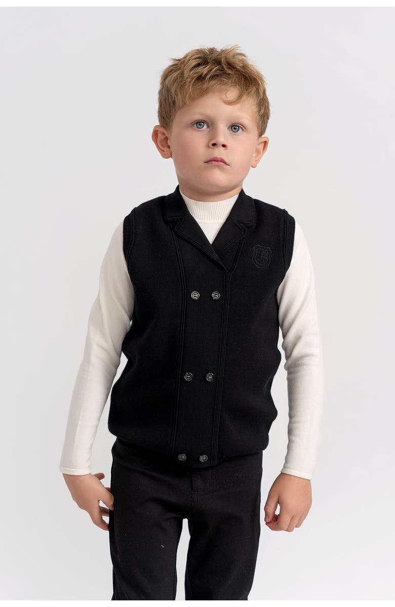 Mr. Mr. Double Breasted Knit Vest, Alternate, color, Black