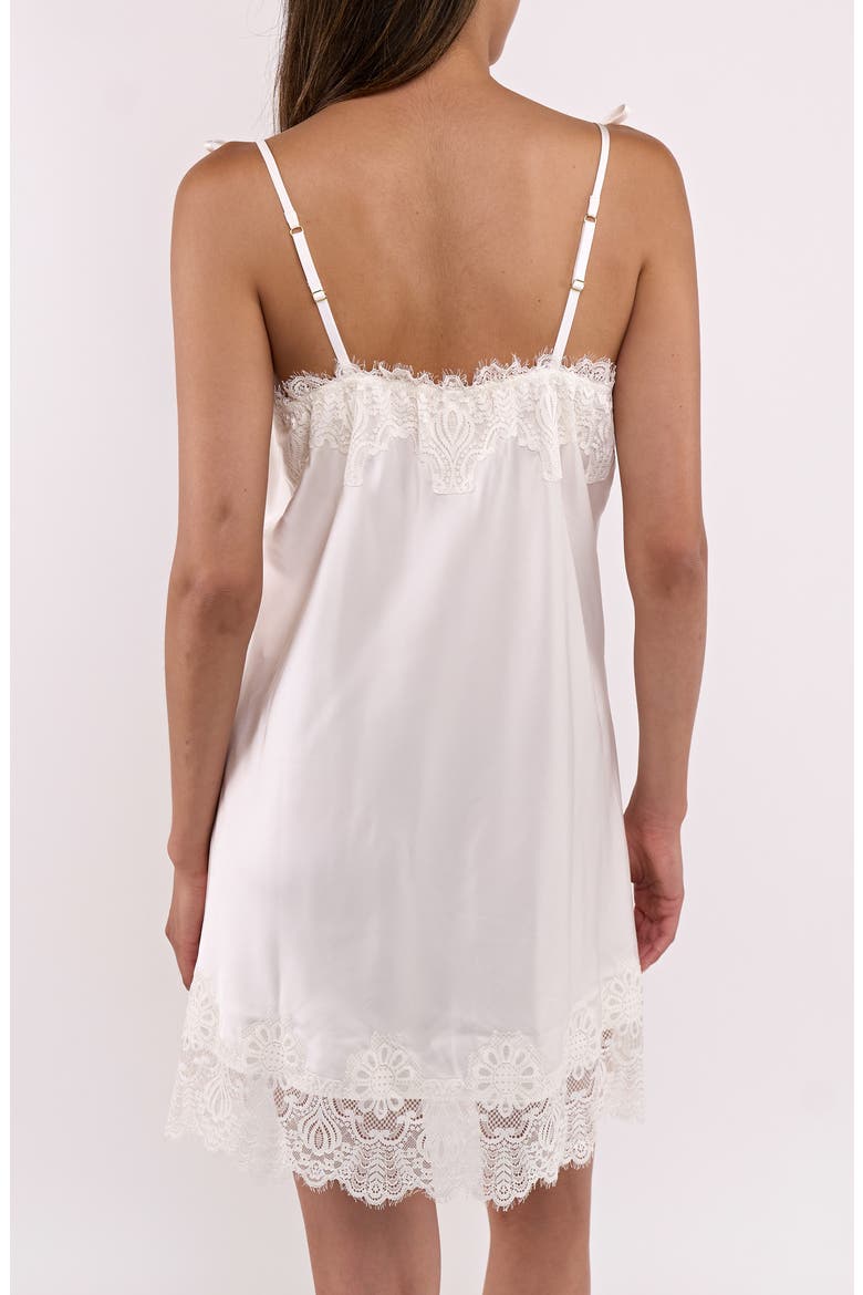 Celeste Lace Trim Chemise, Alternate, color, IVORY