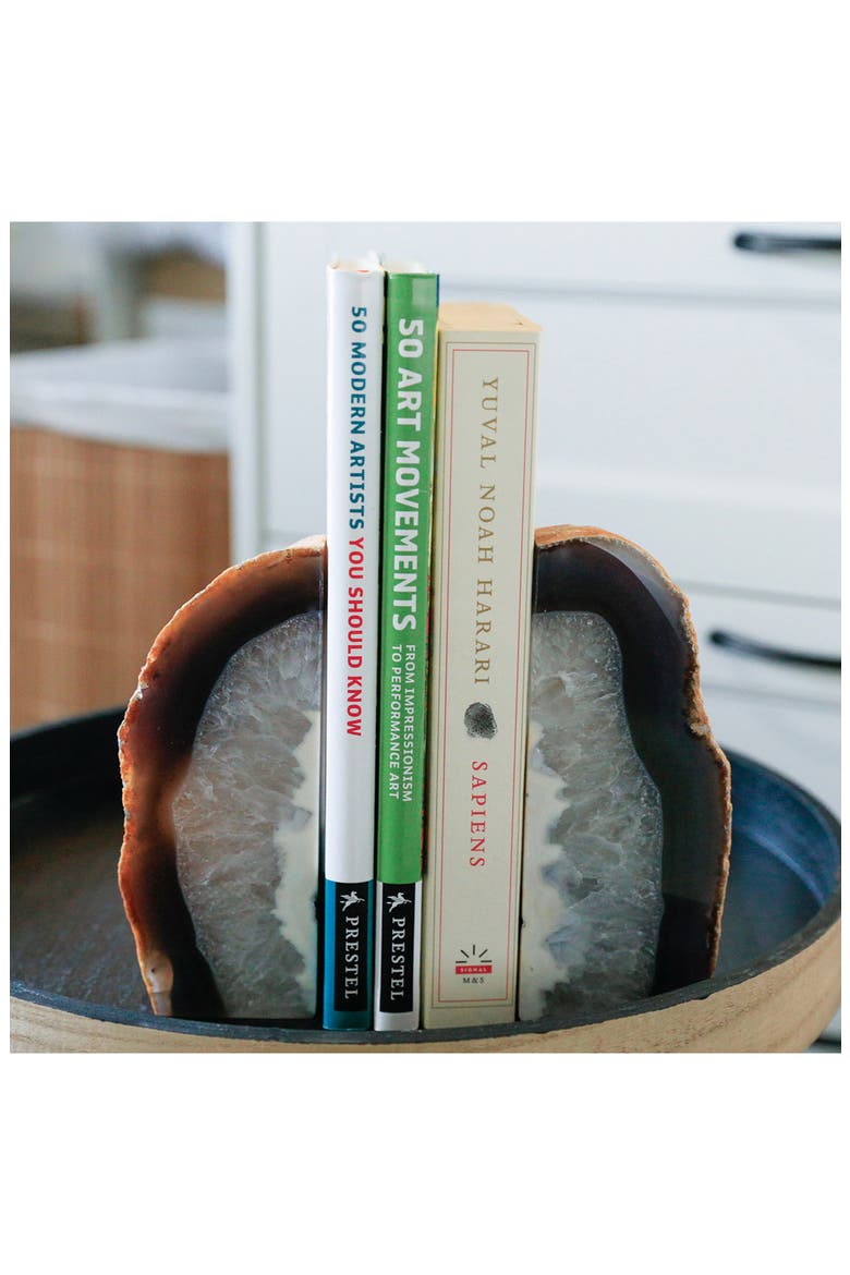 Large Agate Bookends, Alternate, color, GREY