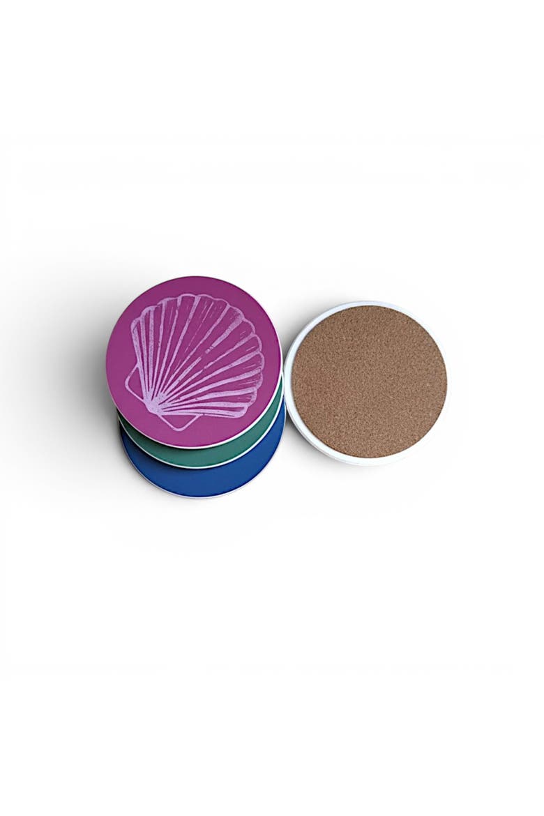 Ceramic Coasters with Coastal Desgins - Set of 4, Alternate, color, Multicolor