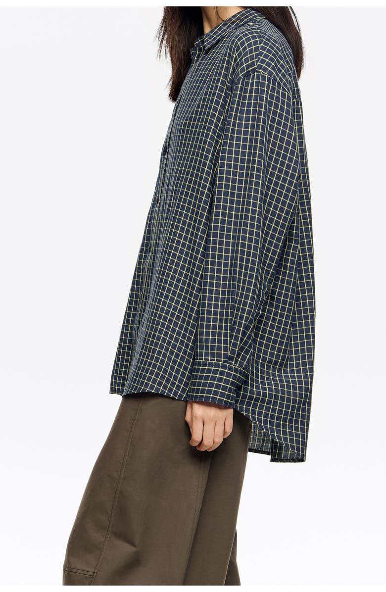 Bimba y Lola Checked Cotton Shirt, Alternate, color, Navy