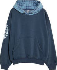 Free People Plaid Hood Pullover Hoodie