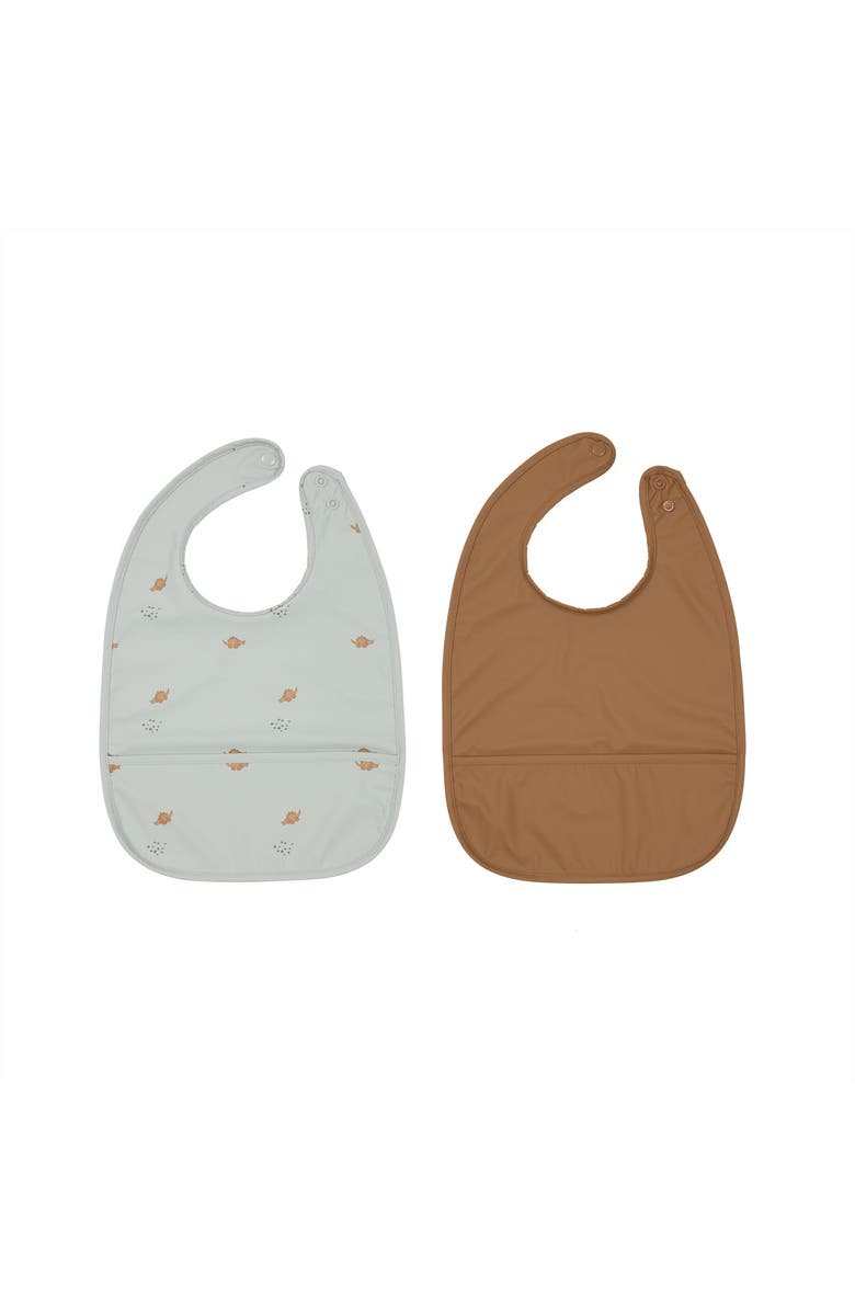 OYOY Dino Bib Set, Main, color, Dusty Green And Caramel