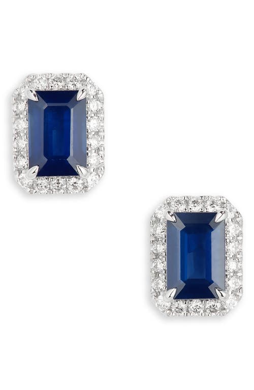 Valani Atelier Sapphire & Diamond Halo Stud Earrings In 14k White Gold