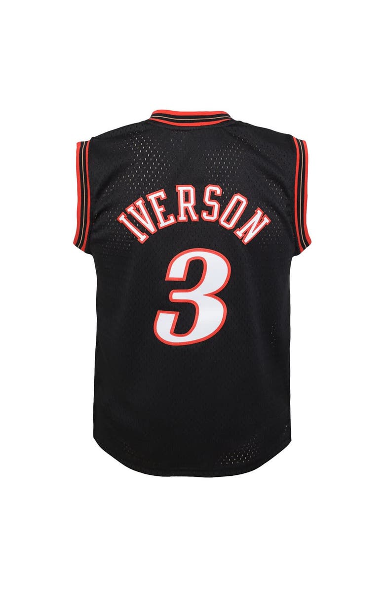 Mitchell & Ness Youth Mitchell & Ness Allen Iverson Black Philadelphia 76ers 2000-01 Swingman Road Jersey, Alternate, color, Black