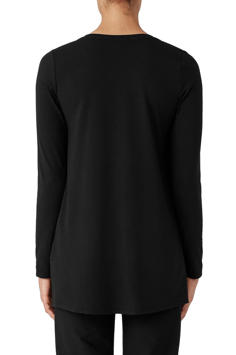 Long Sleeve V-Neck Tunic Top, Alternate, color, BLACK