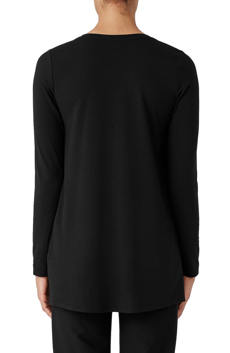 Eileen Fisher Long Sleeve V-Neck Tunic Top, Alternate, color, Black