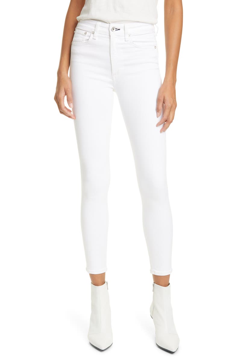 rag & bone Nina High Waist Ankle Skinny Jeans, Main, color, Wht