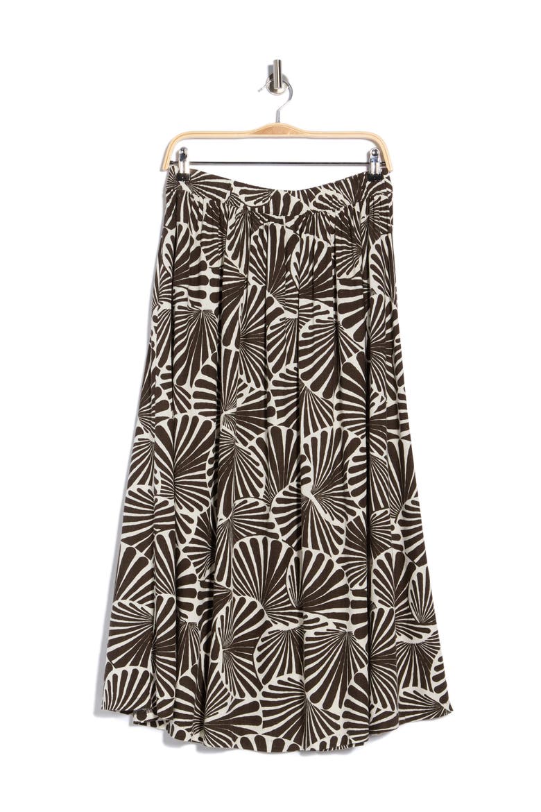 Printed Full Midi Skirt, Main, color, BROWN/ NATURAL