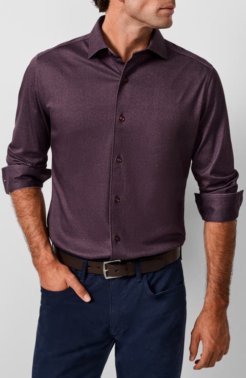 Solid Texture Knit Sport Shirt