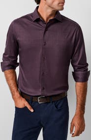 David Donahue Solid Texture Knit Sport Shirt