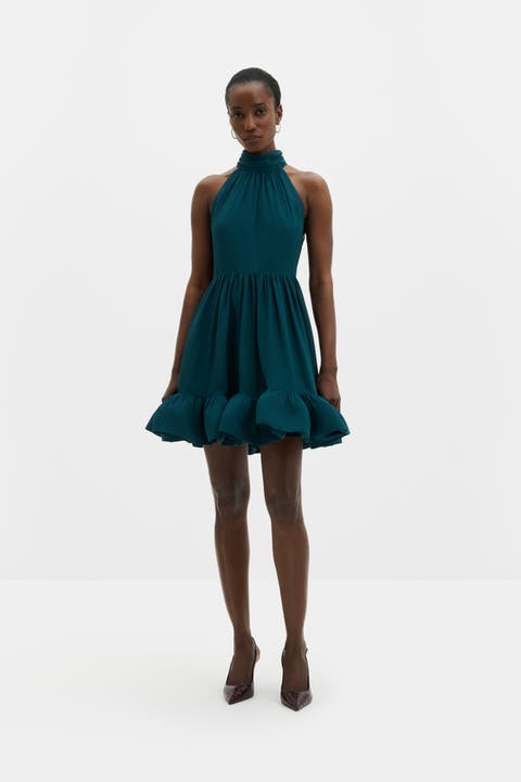 Fern Halterneck Ruffled Midi Dress
