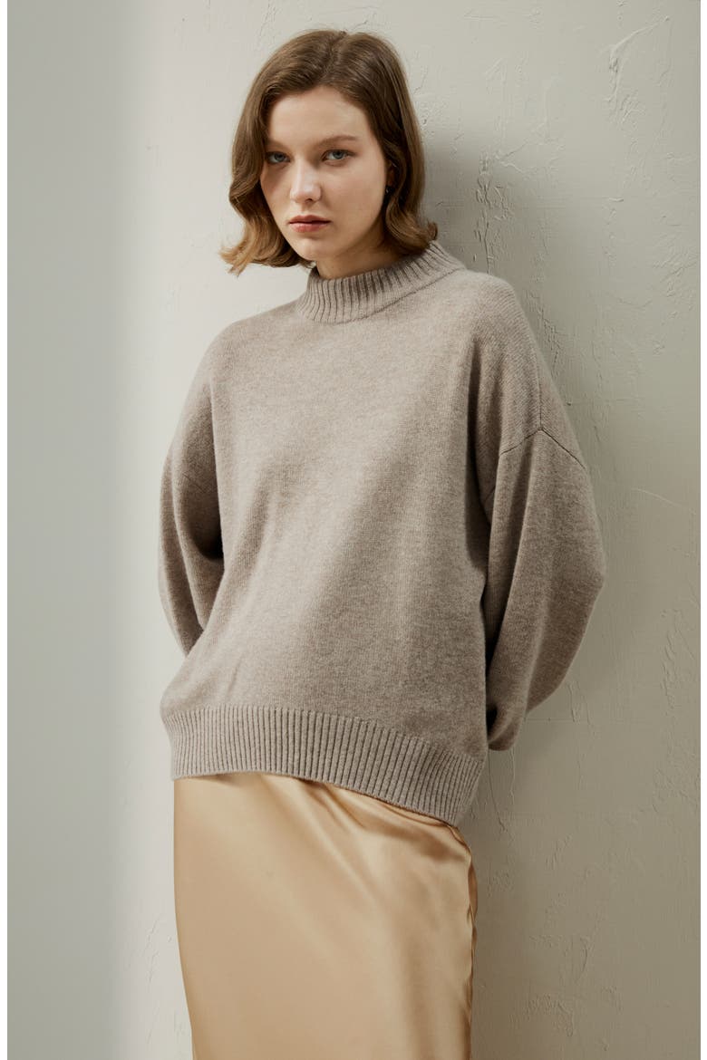 Drop shoulder Wool Sweater, Alternate, color, Beige/Khaki