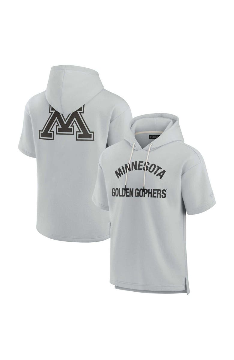 Fanatics Signature Unisex Fanatics Signature Gray Minnesota Golden Gophers Elements Super Soft Fleece Short Sleeve Pullover Hoodie, Main, color, Gray