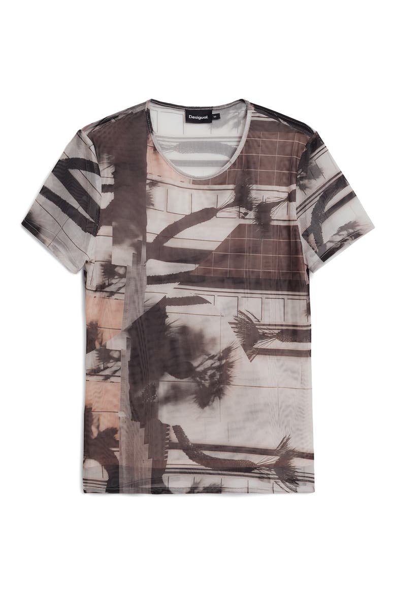 Abstract Print Mesh T-Shirt, Alternate, color, BLACK