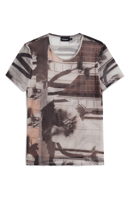 Desigual Abstract Print Mesh T-shirt In Black