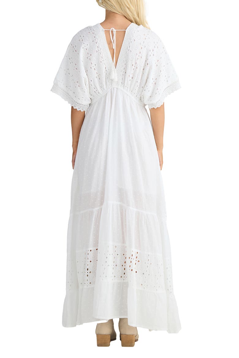 Nora Broderie Anglaise Tiered Maxi Dress, Alternate, color, WHITE