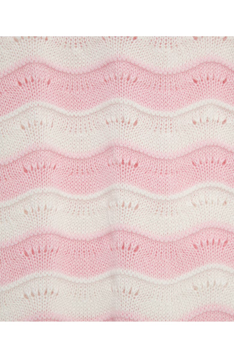 Little Me Curvy Stripe Pointelle Knit Bubble Romper, Alternate, color, Pink