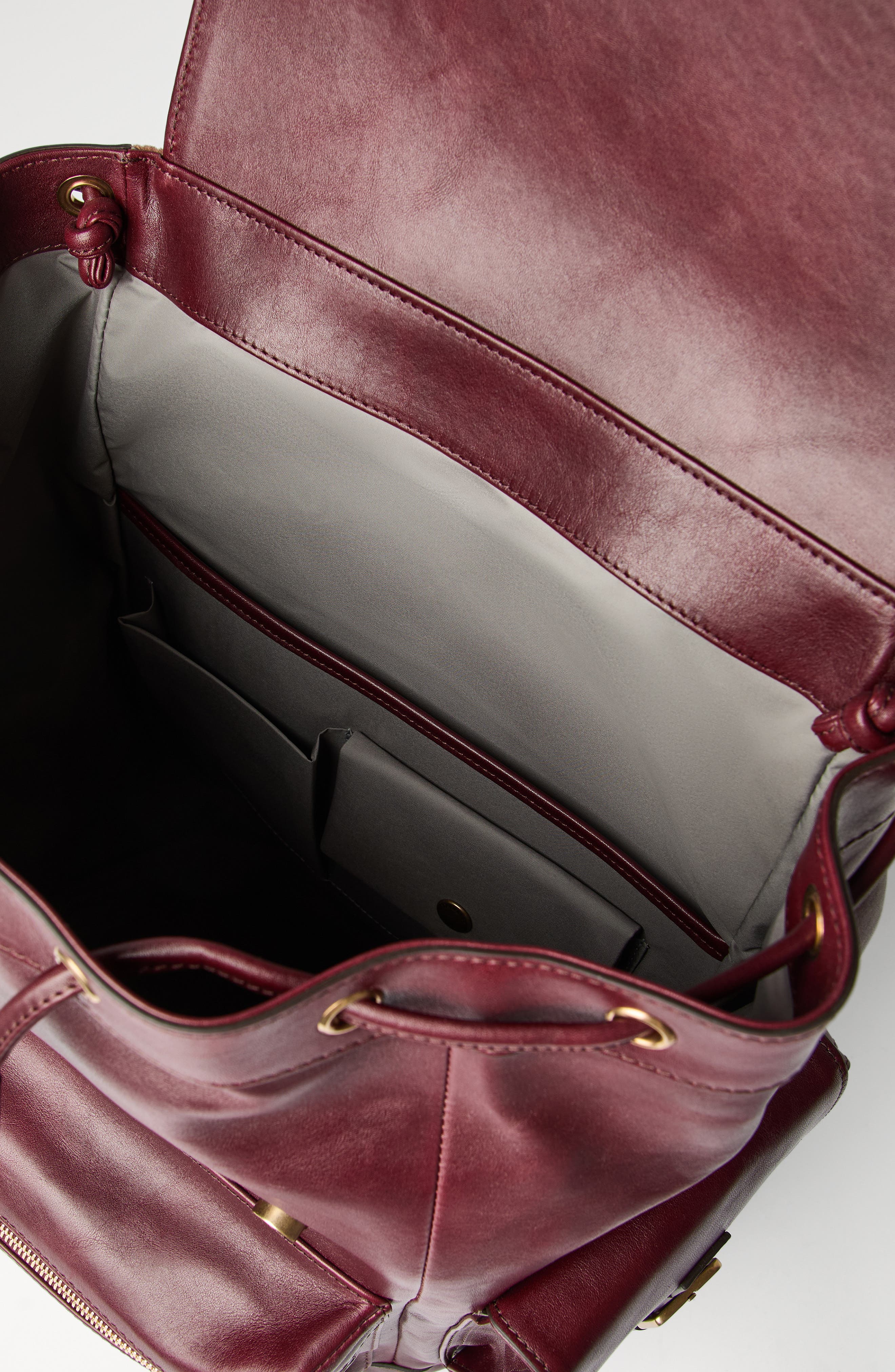 Brunello Cucinelli Calfskin backpack, Alternate, color, Burgundy