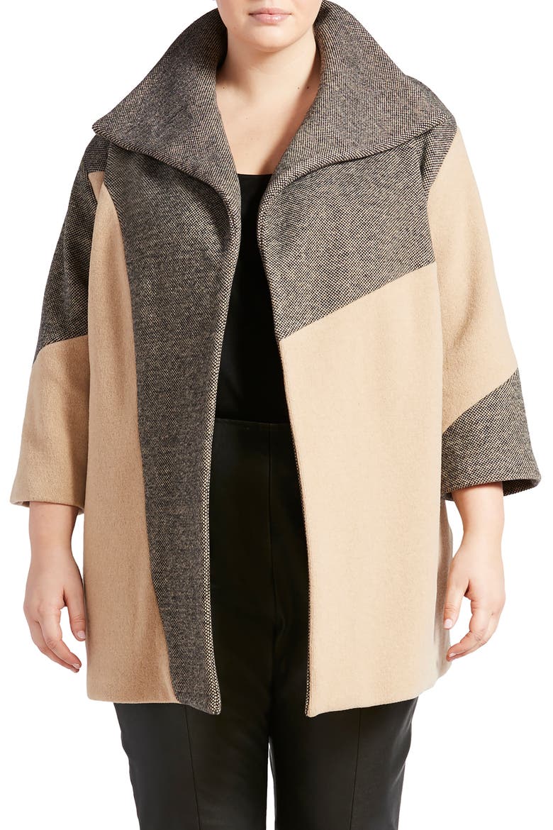Colorblock Coat, Main, color, BLACK/ CAMEL