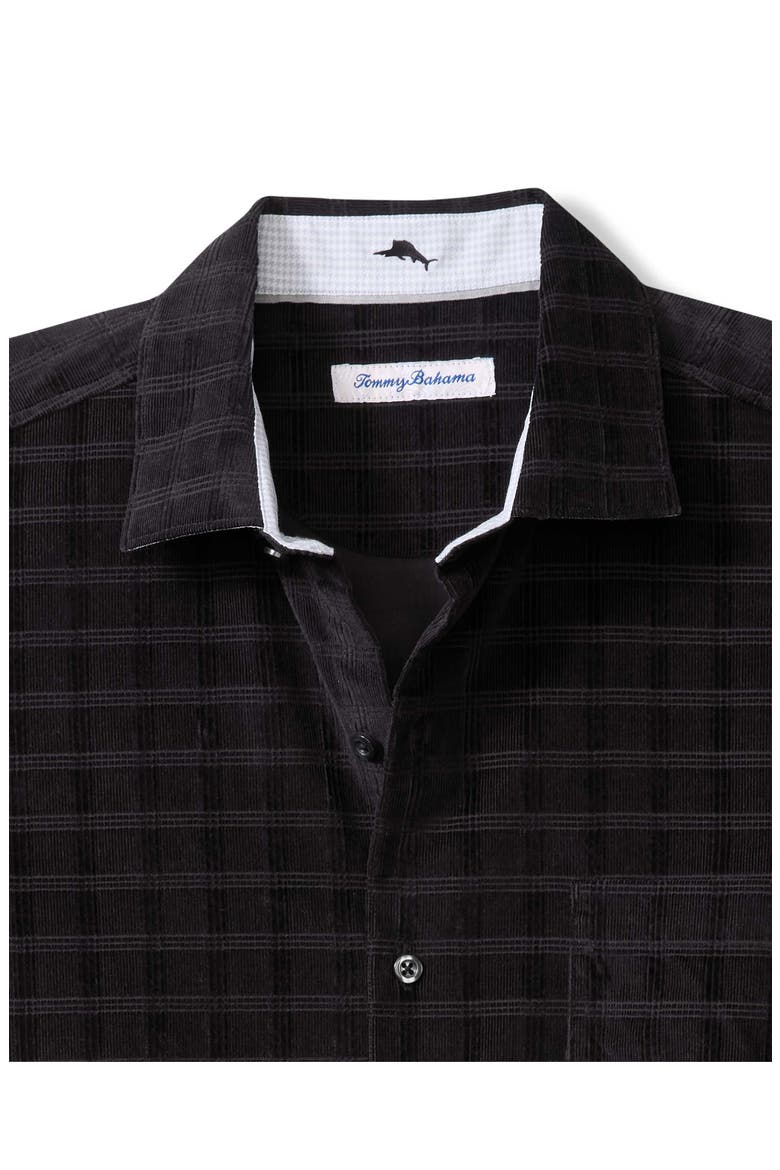 Check Island Cotton Corduroy Button-Up Shirt, Alternate, color, BLACK