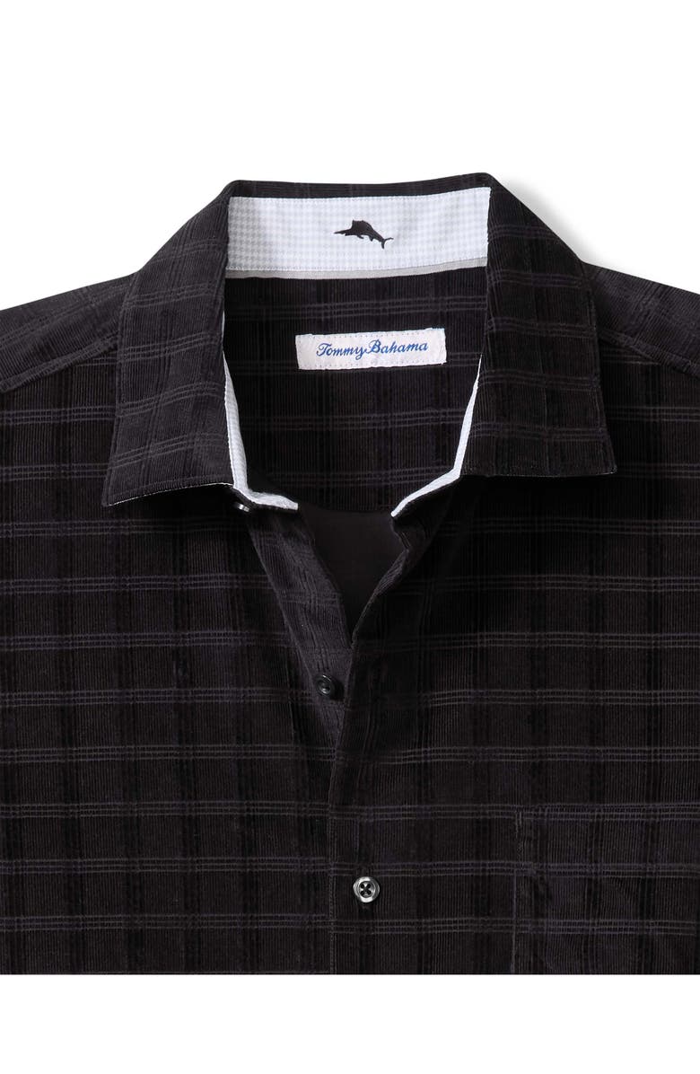 Tommy Bahama Check Island Cotton Corduroy Button-Up Shirt, Alternate, color, Black