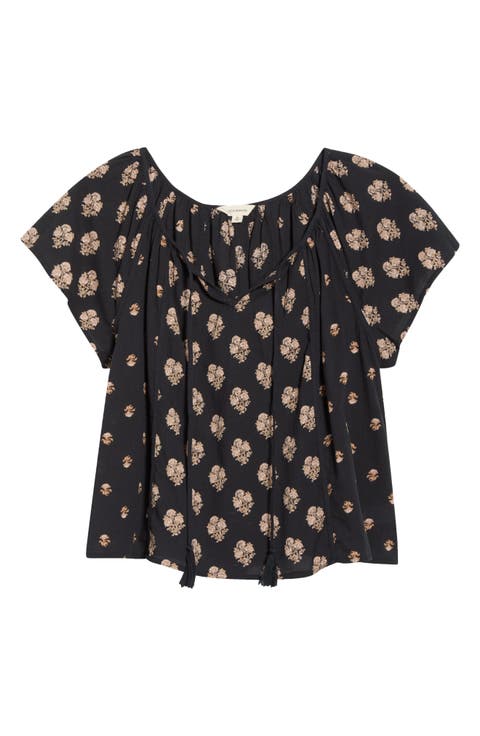 Floral Split Neck Cotton Top