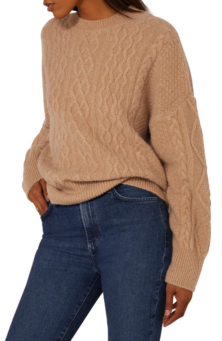 Favorite Daughter Oversize Cable Knit Sweater, Alternate, color, Tawny Birch