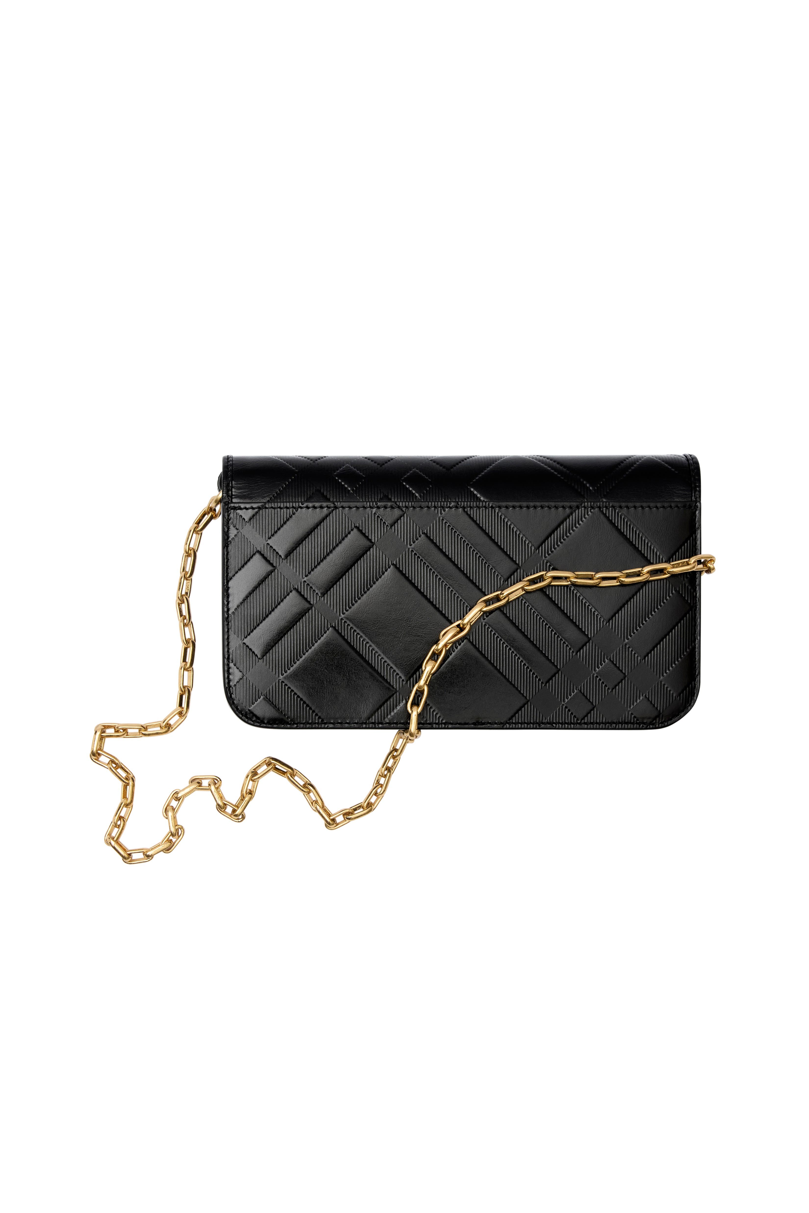 Embossed Check Chain Strap Wallet, Alternate, color, Black