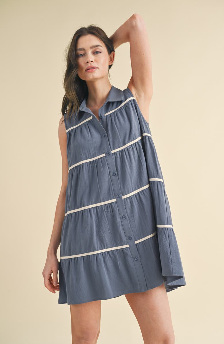 WISHLIST Stripe Tiered Mini Shirtdress, Alternate, color, 