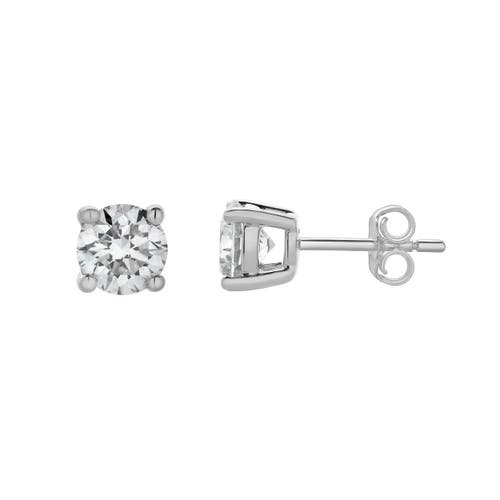 Luvmyjewelry Akna 14k Gold Lab Grown Round Solitaire Diamond Earrings In 14k White Gold