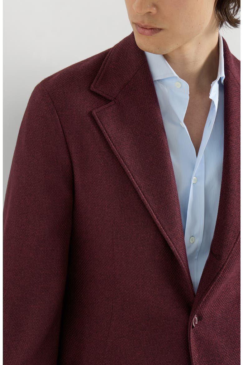 Cashmere Panama deconstructed blazer with patch pockets and metal buttons, Alternate, color, Burgundy