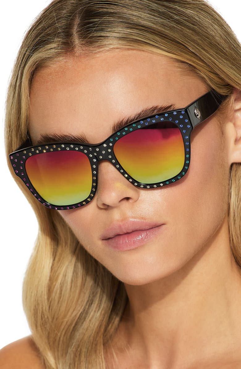 Kurt Geiger London 52mm Cat Eye Sunglasses, Alternate, color, Black/ Rainbow