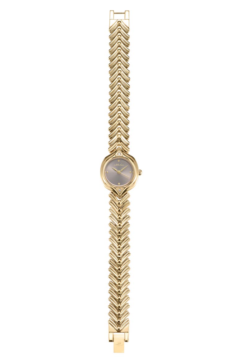 Round Case Chevron Strap Watch, Alternate, color, BLUSH