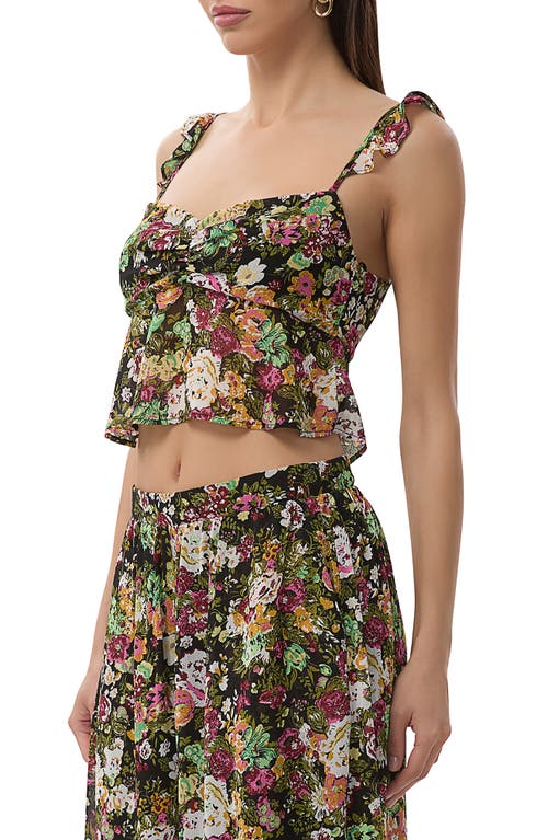Afrm Aisha Floral Ruffle Shoulder Camisole In Multi