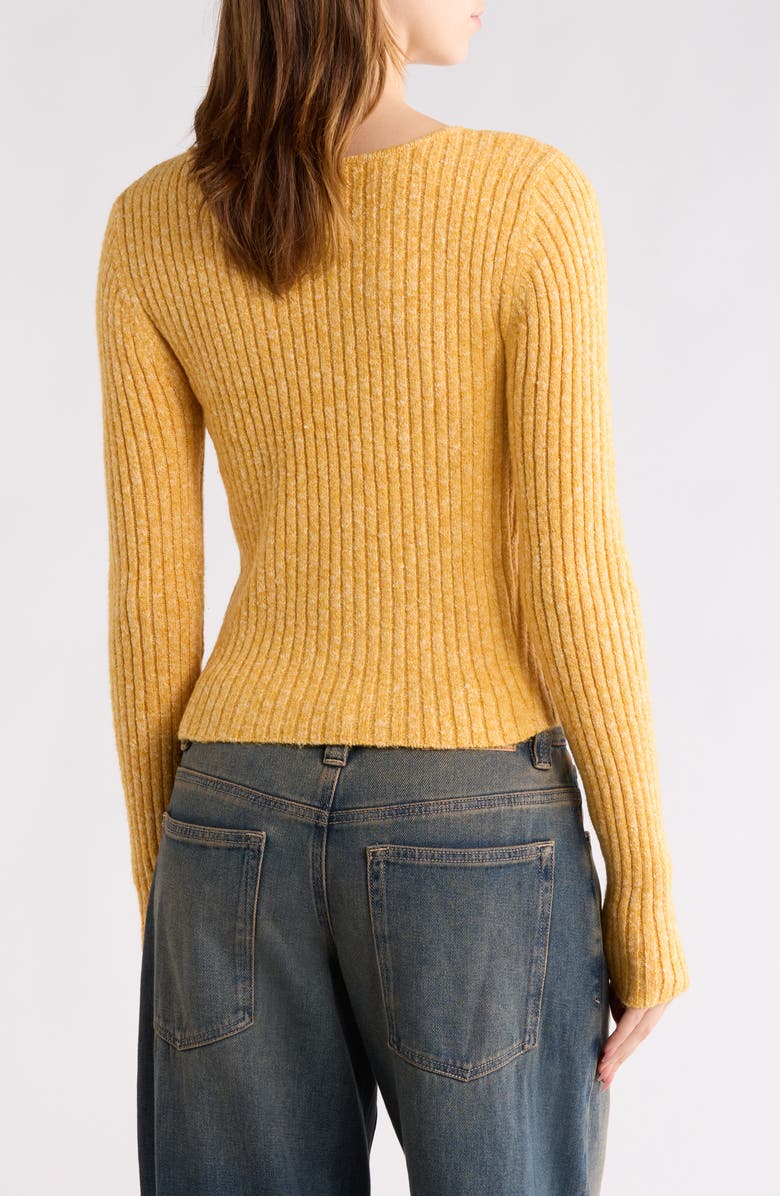 PacSun Margot Tie Front Rib Sweater, Alternate, color, Yellow