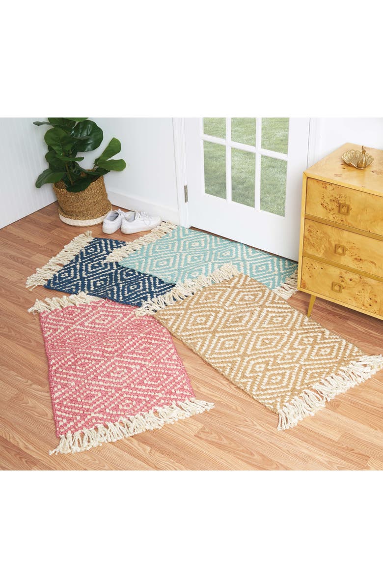 carol & frank Fringed Diamond Surf Jute Rug, Alternate, color, Green
