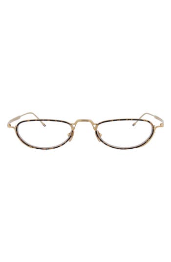 Thom Browne Novelty 50mm Oval Optical Glasses In Tortoise Gold Transparent