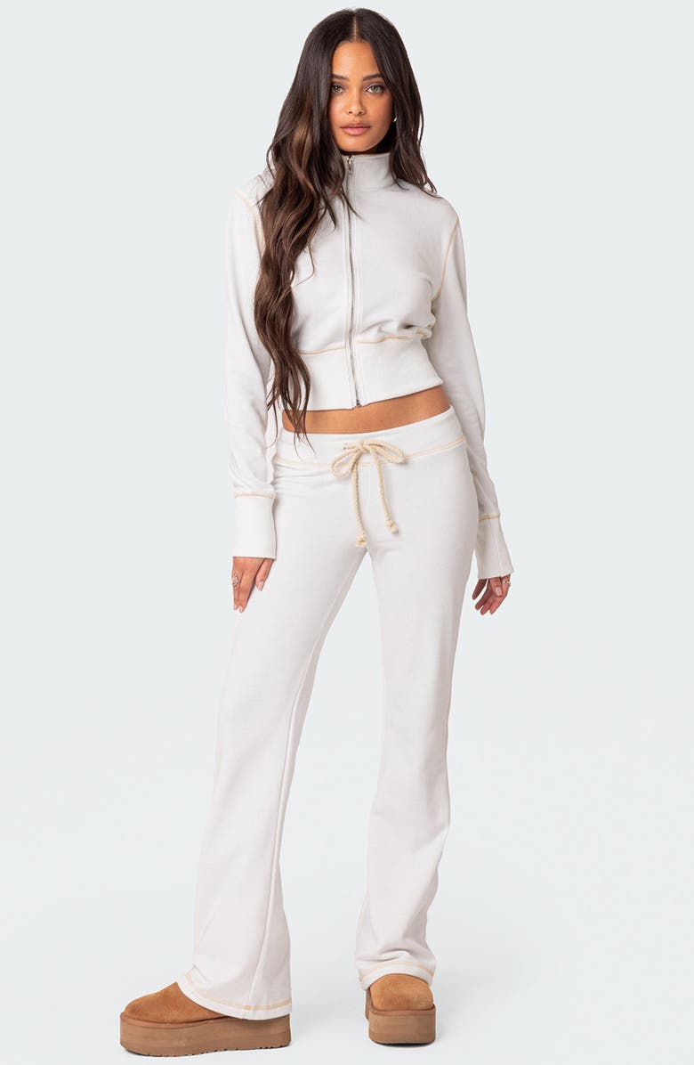 EDIKTED Alexia Low Rise Sweatpants, Alternate, color, White